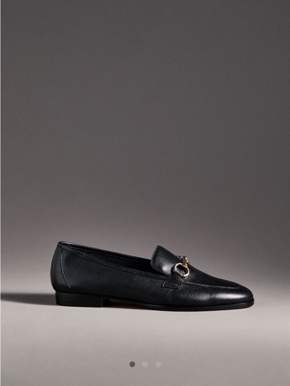 Anthropologie Maeve Black Leather Loafer with Gold Hardware